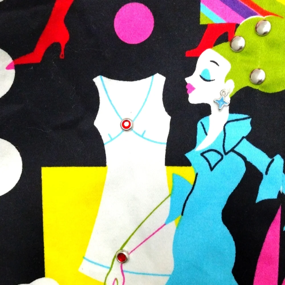 ANDREA VICCARO Cotton Stretch Multi-Colored Pencil Embellished Skirt Size 12 - Picture 4 of 9